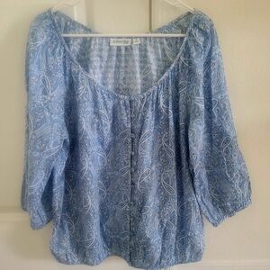 St. John's Bay Women's Blue Paisley Cotton Top